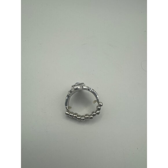 Blue Opal Look Marquise Cut Silver Tone Stretch Ring - Picture 4 of 4